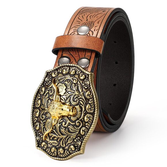 Western Pu Leather Belt For Men And Women Cowboy Cowgirl Belt Western Embossed⭐️ - Picture 7 of 8